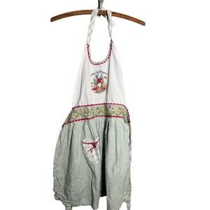 Kay Dee Designs Gnome Sweet Gnome Cotton Apron Floral Embroidered Cottagecore